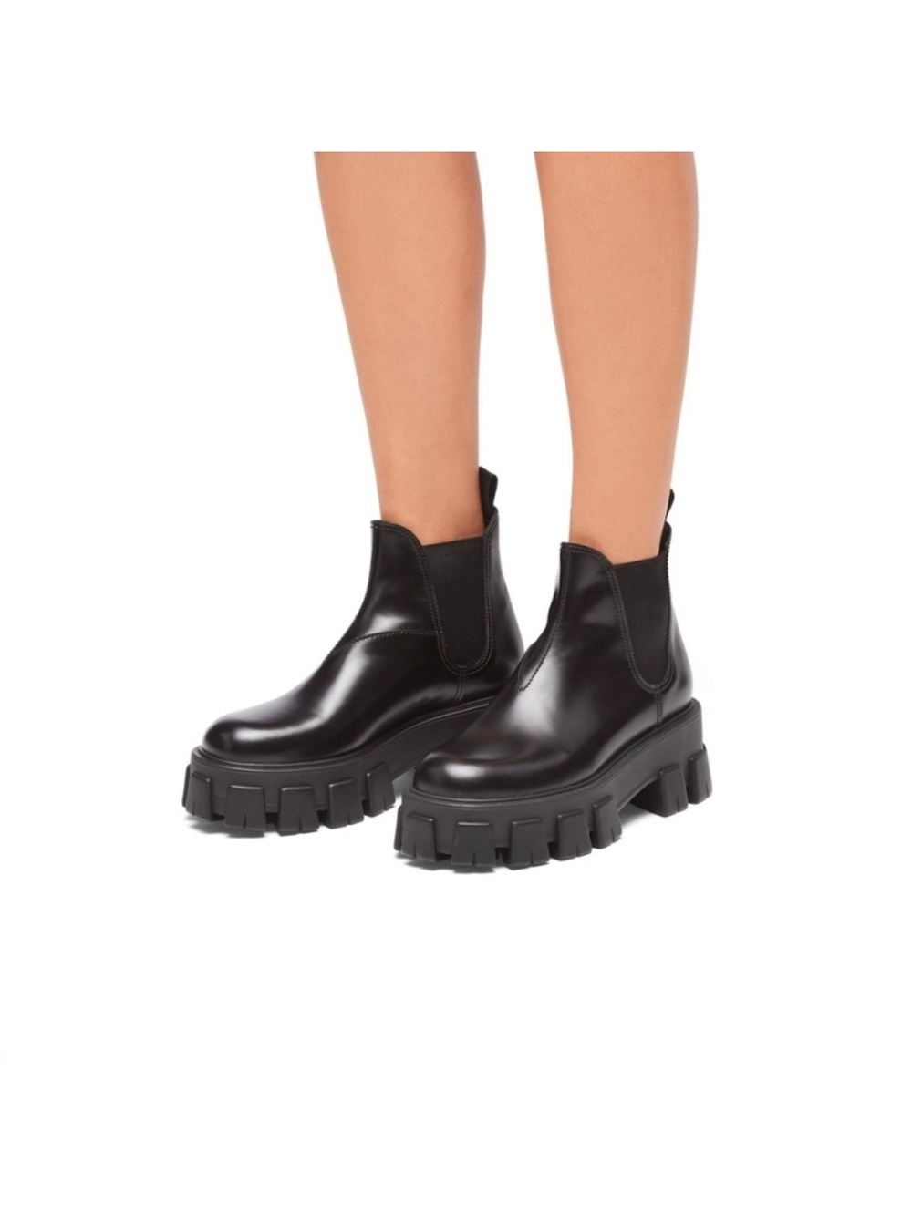 Prada Monolith Lug-Sole Chelsea Booties